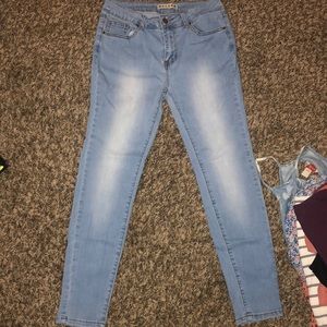 Jeans, light washed, clothing